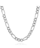 Italy 925 Sterling Silver 7.5mm Figaro Chain Necklace 24 inch - $165.00