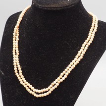 Tan Stone Bead Double Strand Necklace Costume Jewelry 1980&#39;s - $24.74