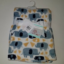 NEW Baby Gear Gray Brown Elephants Fleece Baby Blanket Lovey White Baby Boy Gift - £19.42 GBP