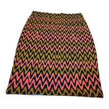 LuLaRoe Cassie Zigzag Womens’s Skirt Size Large Pink Mustard Yellow And Blue - £18.45 GBP