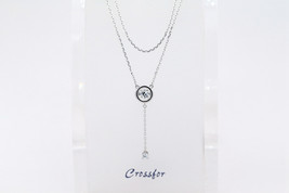 Crossfor Dancing Stone Drooping Light 925 Sterling Silver Necklace NYP-652 - £86.19 GBP