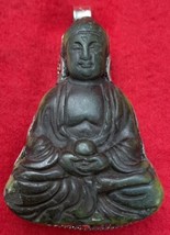 Tantric Buddhist Carved Jade Peaceful Meditating Medicine Buddha Pendant - $50.00
