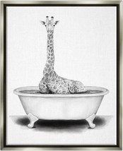 Giraffe In A Tub Funny Animal Bathroom Drawing By Rachel Neiman,, Floate... - $171.92