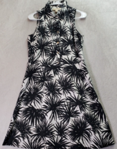 Michael Kors Shirt Dress Women&#39;s Size 6 Black Floral Collared Button Side Zipper - £25.09 GBP