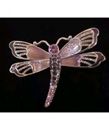 Napier Dragonfly Brooch Pin Purple Hues Silver Tone Rhinestones 2.75x2 - $23.22