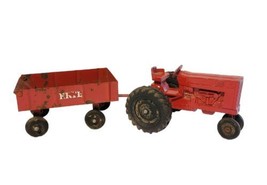 Vintage ERTL 5&quot; Red Tractor &amp; Grain Wagon Die Cast - £39.33 GBP