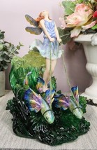 Surfer&#39;s Dream Josephine Wall Statue Ocean Fairy Riding Rainbow Fish Cha... - $35.99