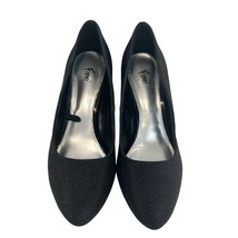 Fioni Glitter Heels Black Size 7.5 Low Heel Pointed Toe Evening Party Shoes - $23.56