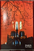 Original Poster Paris Notre Dame France Travel Red &amp; Black - $92.71