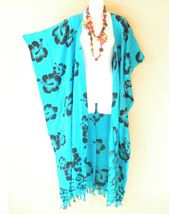 CD503 Aqua Batik Cardigan Duster Kaftan Batwing Plus Hippy Jacket - up t... - $29.90