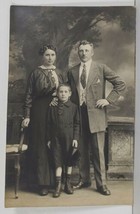 RPPC Early 1900s Family Portrait Darling young boy Handsome Father Postcard Q8 - £6.33 GBP