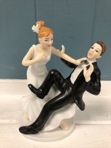 Bride and Groom Comical Wedding Cake Top  Take Plunge Cake Topper - $21.77