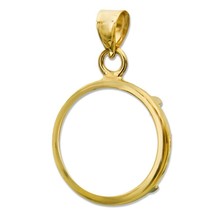 14k Yellow Gold 1/20 oz Panda Coin 14mm Polished Prong Coin Bezel Pendant - £51.32 GBP