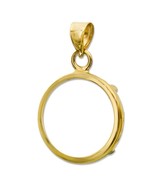14k Yellow Gold 1/20 oz Panda Coin 14mm Polished Prong Coin Bezel Pendant - $1,186.85 MXN