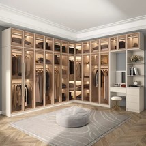 Hanging Storage Organizer Wardrobe Entry Wooden Bedroom White Wardrobe Glass Doo - £1,599.30 GBP+