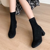 Fahion Suede Ankle Boots Women Black Fashion Short Boots Women Shoes Sexy Ladies - £66.62 GBP