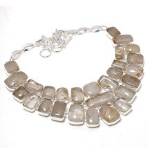 Golden Rutile Gemstone Handmade Christmas Gift Necklace Jewelry 18&quot; SA 4691 - £17.82 GBP