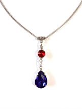 Royal blue red Silver necklace dark blue red necklace earrings set Victo... - $47.88 CAD