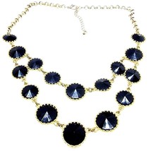Vintage Black Acrylic Necklace Round Faceted Shape Two Layers Adjustable Length - £6.28 GBP