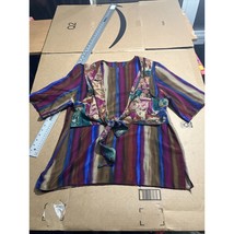 Jo Hardin Originals Colorful Blouse, Size 16 Large Tie Waist Shirt, Vtg ... - $14.85