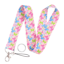 Neck Lanyard For Keys Wallet Id Card - New - Pink Butterfly - £10.35 GBP