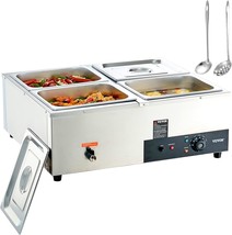 Vevor 4-Pan Commercial Food Warmer, 4 X 12Qt Electric Steam Table, 1500W, Silver - $286.92