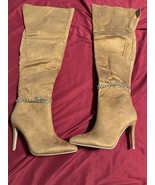 Mata Shoes Women’s Over-the-Knee Tan Stiletto Boots w/ Chain – Size 10 - $44.95