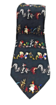 Vintage Looney Tunes Neck Tie Black Silk Bugs Bunny Mania Daffy - £6.90 GBP