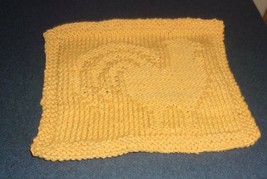 Handmade  Knit Yellow Rooster Dishcloth Farm Country Chicken Poultry Hen... - £6.65 GBP