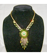 VINT. JULIANA DELIZZA &amp; ELSTER GREEN FLORAL DANGLE AB AURORA RHINESTONE+... - $9,385.08 MXN