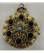 Vintage solid Perfume Locket ruby like stones - $37.47 CAD