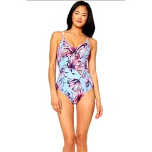 JESSICA SIMPSON One-piece Large Tropical V-Neck Swimwear Cross-back Swimsuit - £25.74 GBP
