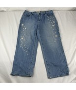 logo by lori goldstein embroidered Flower Daisy boyfriend fit jeans Sz 1... - $37.23