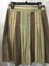 Talbots Women&#39;s Skirt Petites Brown Multi Striped Metallic Thread Full Size 4 P - £24.64 GBP
