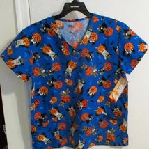 Halloween Scrub Top Dog  Pumpkin Love what You Wear Unisex LRG - $7.67
