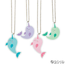 New Adorable Narwhal Necklace, Metal Dog Tags, Pink, Purple, Blue Or Green - $14.00