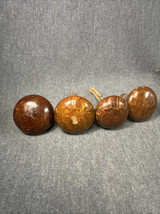 Lot Of 4 Brown Burl Wood Door Knobs Hardware Vtg Antique - £66.46 GBP