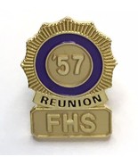 Class of 1957 FHS Reunion Lapel Pin Gold Tone &amp; Blue Enamel - £9.52 GBP