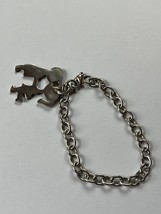 Vintage Silvertone Open Oval Chain w Large Kissing Boy &amp; Girl Charm Brac... - £9.25 GBP