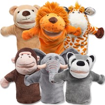 6Pcs Kids Hand Puppet Set With Working Mouth, Toddler Animal Plush Toy Includes  - £44.64 GBP