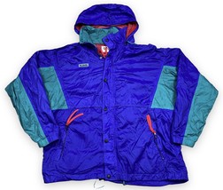 Vtg 90s Columbia Sportswear Omni Tech Windbreaker Jacket Purple Teal Red... - $18.36