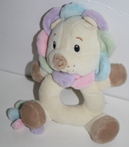 Koala Baby Plush Pastel Lion 7&quot; Soft Toy Ring Handle Rattle Heart Stuffe... - £12.23 GBP