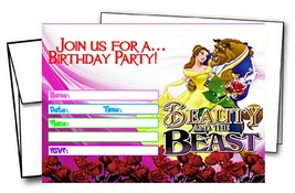 12 Beauty and The Beast Birthday Invitation Cards (12 White Envelops Inc... - £15.76 GBP