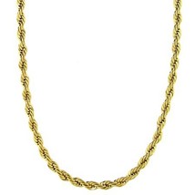 6mm Rope Chain Gold PVD Plate 316L Surgical Stainless Steel Necklace 24-30-Inch - £16.73 GBP