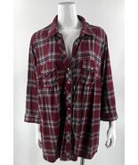 Market Spruce Top Womens Plus Size 3X Red Plaid Button Up Collared Shirt - $546.43 MXN