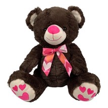 Dan Dee Valentine&#39;s Day Teddy Bear 15&quot; Plush Pink Hearts Stuffed Animal Brown - £19.69 GBP