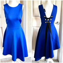 New TOPSHOP Eyelet Lace-up Formal Asymmetrical Dress royal Blue US 4 Gos... - £29.48 GBP