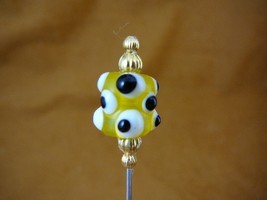 U-288-52) Yellow glass white black polka dots gold beads hatpin Pin hat ... - $262.60 MXN