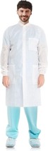 10 Pack White SMS 40 GSM Disposable Lab Coats Medium Fluid Resistant - £26.10 GBP