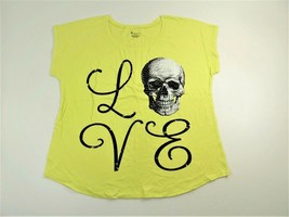 Lane Bryant Yellow Love Rhinestone Skull Short Sleeve T Shirt Womens 18/... - £19.07 GBP